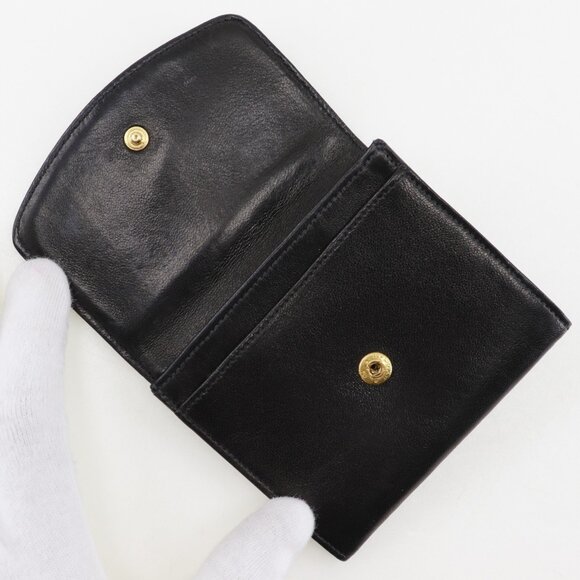 CHANEL Authentic Black Lambskin Leather Logo Wallet - Picture 5 of 11